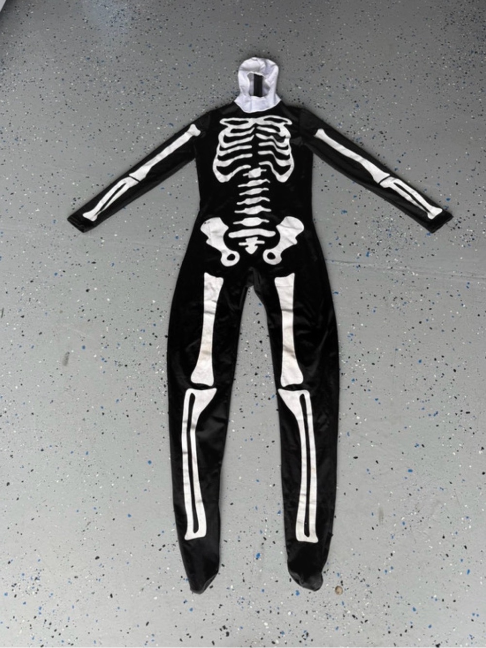 Kids Size Large Black & White Skeleton One-Piece Costume